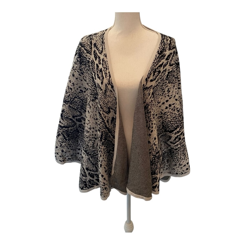 CAbi Gigi Cape Gray Reptile Print Sweater Knit